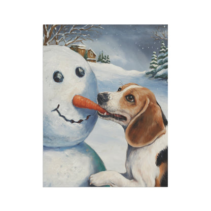 Printify Home Decor Funny Beagle Dog Yard Flag, Winter Dog Yard Decor, Snowman Carrot Dog Sign Outdoor Snow