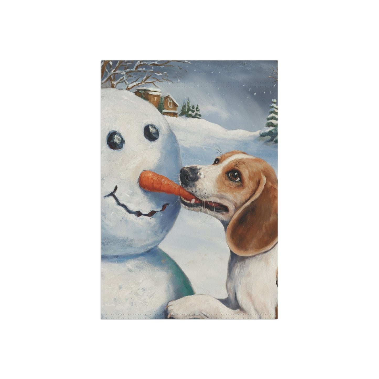 Printify Home Decor Funny Beagle Dog Yard Flag, Winter Dog Yard Decor, Snowman Carrot Dog Sign Outdoor Snow