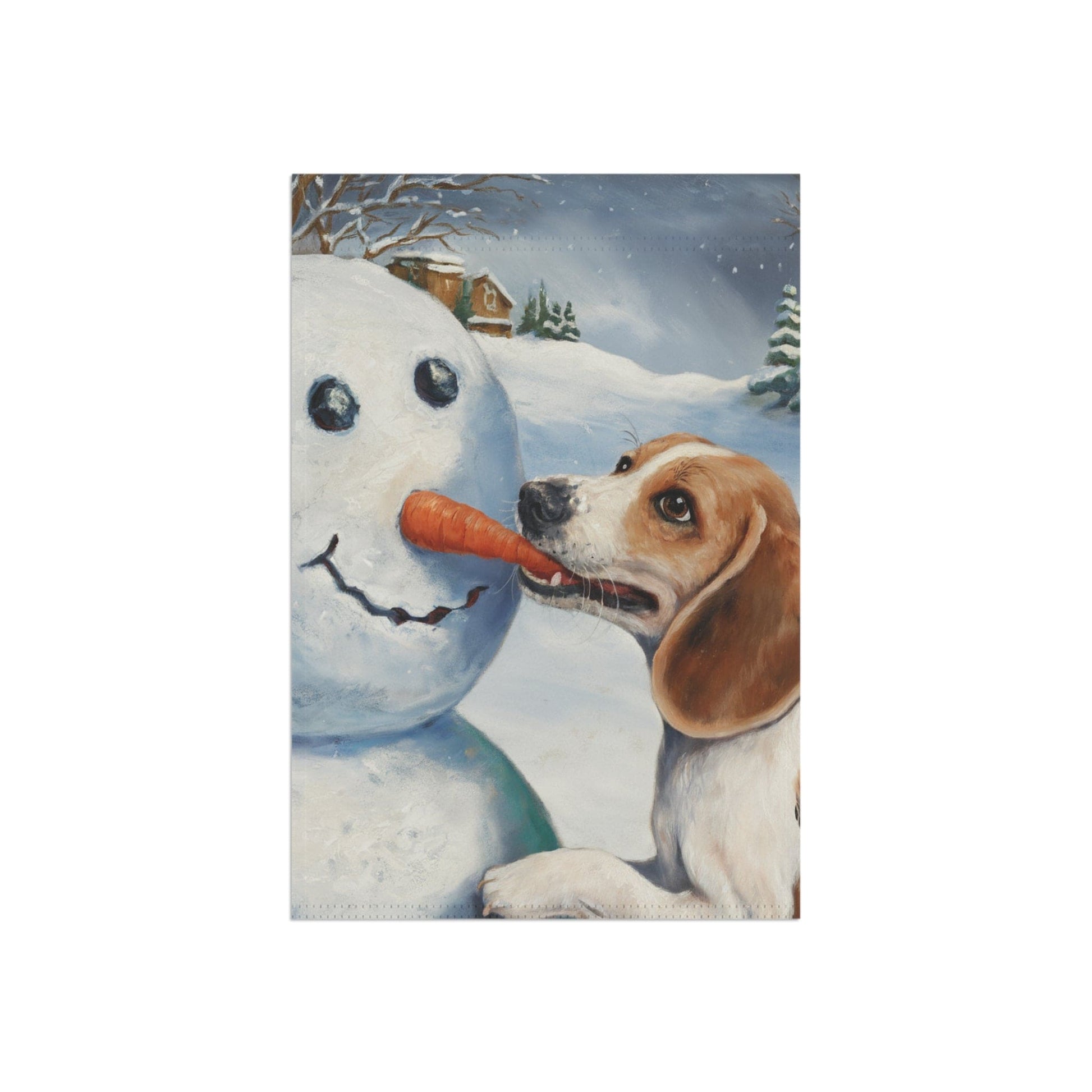 Printify Home Decor Funny Beagle Dog Yard Flag, Winter Dog Yard Decor, Snowman Carrot Dog Sign Outdoor Snow