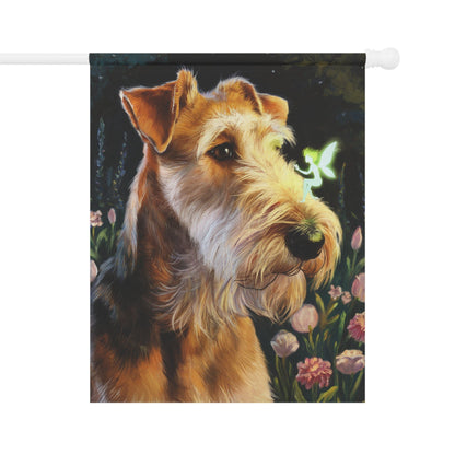 Printify Home Decor 24.5'' × 32'' Garden Banner, Airedale Terrier Flag, Housewarming Yard Sign, Moving Gift, Dog Mom Dad, Gardener Gift, Fairy Floral Decor