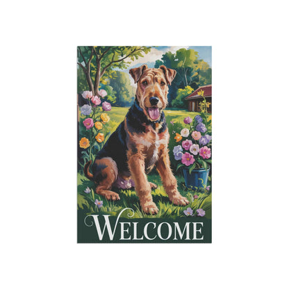 Printify Home Decor Garden Banner, Airedale Terrier Welcome Yard Decor, Housewarming Dog Gift, Dog Mom Dad, New Home Decoration, Flower Garden Gardener, Holiday