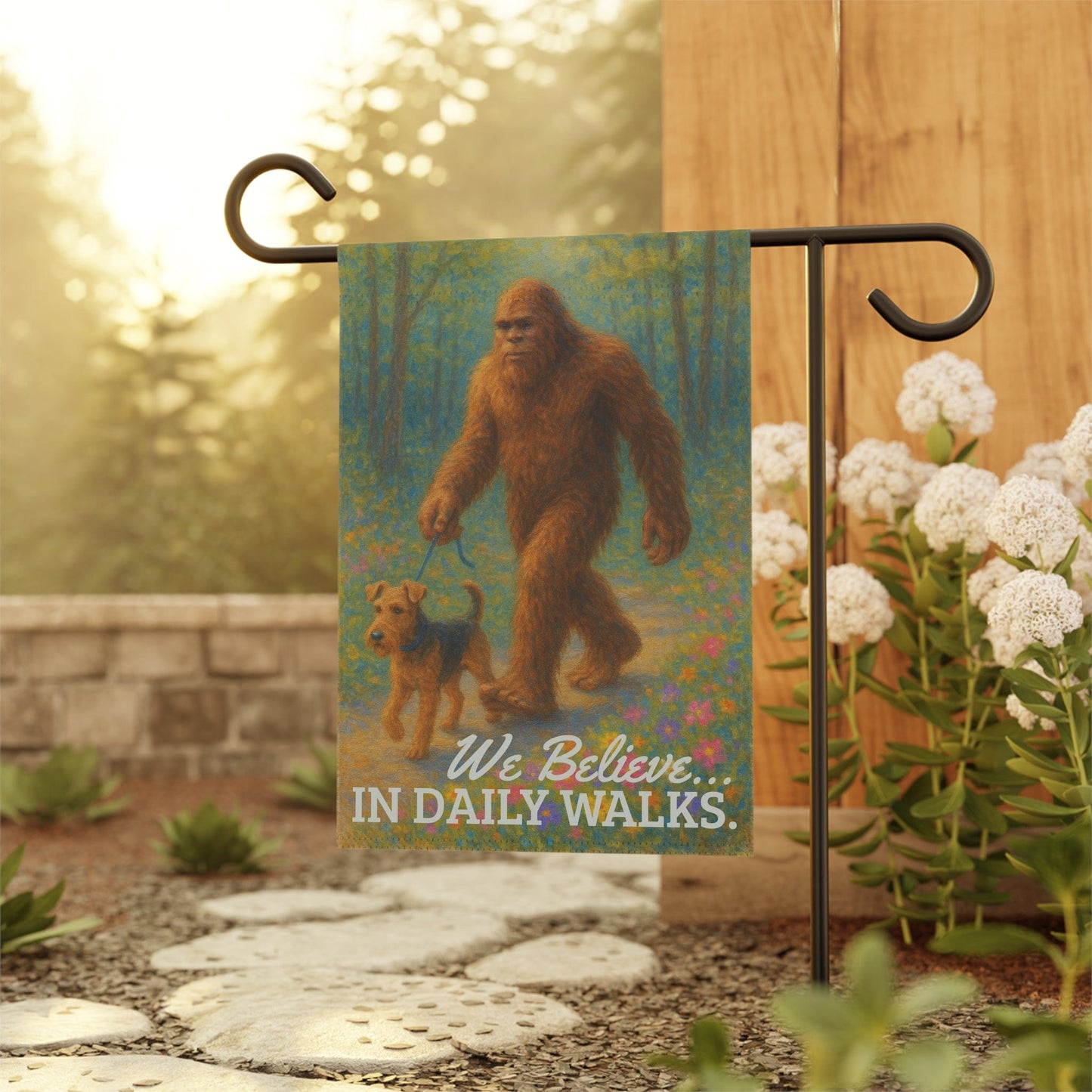 Printify Home Decor Garden Flag, Airedale Terrier Bigfoot Yeti Decor, Cryptozoology Yard Decorations
