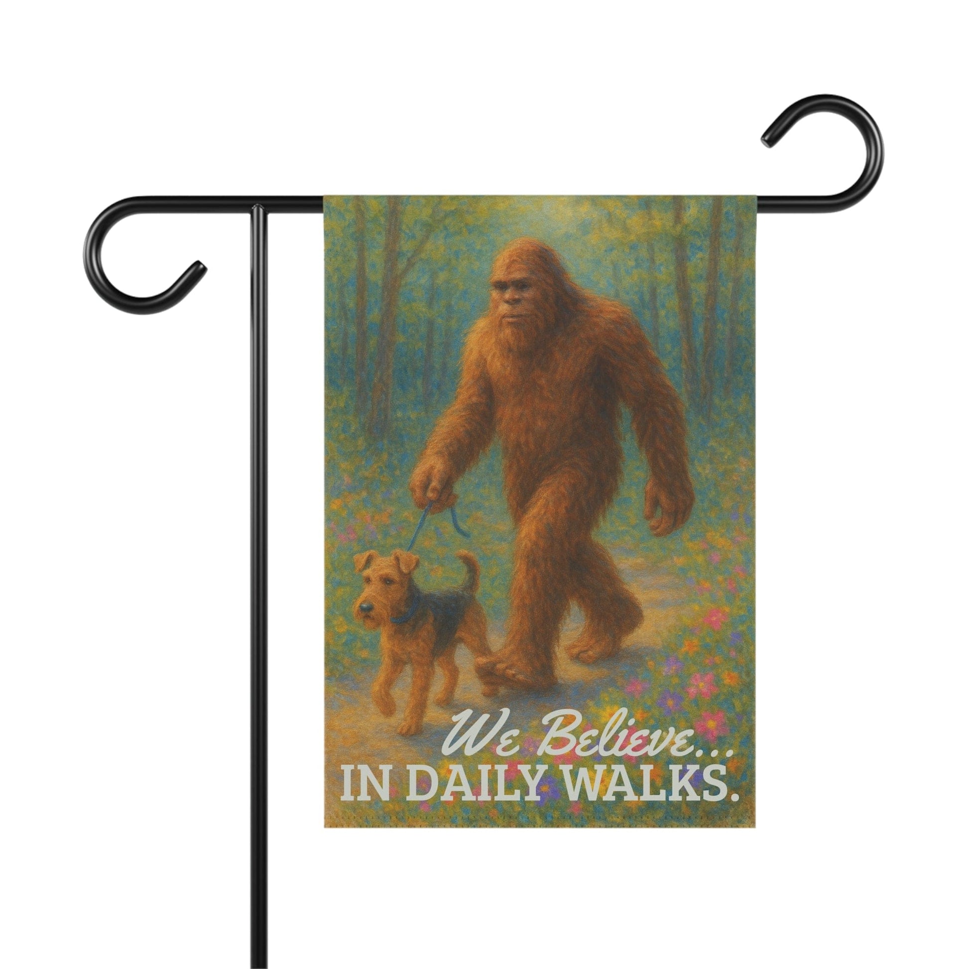 Printify Home Decor 12'' × 18'' Garden Flag, Airedale Terrier Bigfoot Yeti Decor, Cryptozoology Yard Decorations