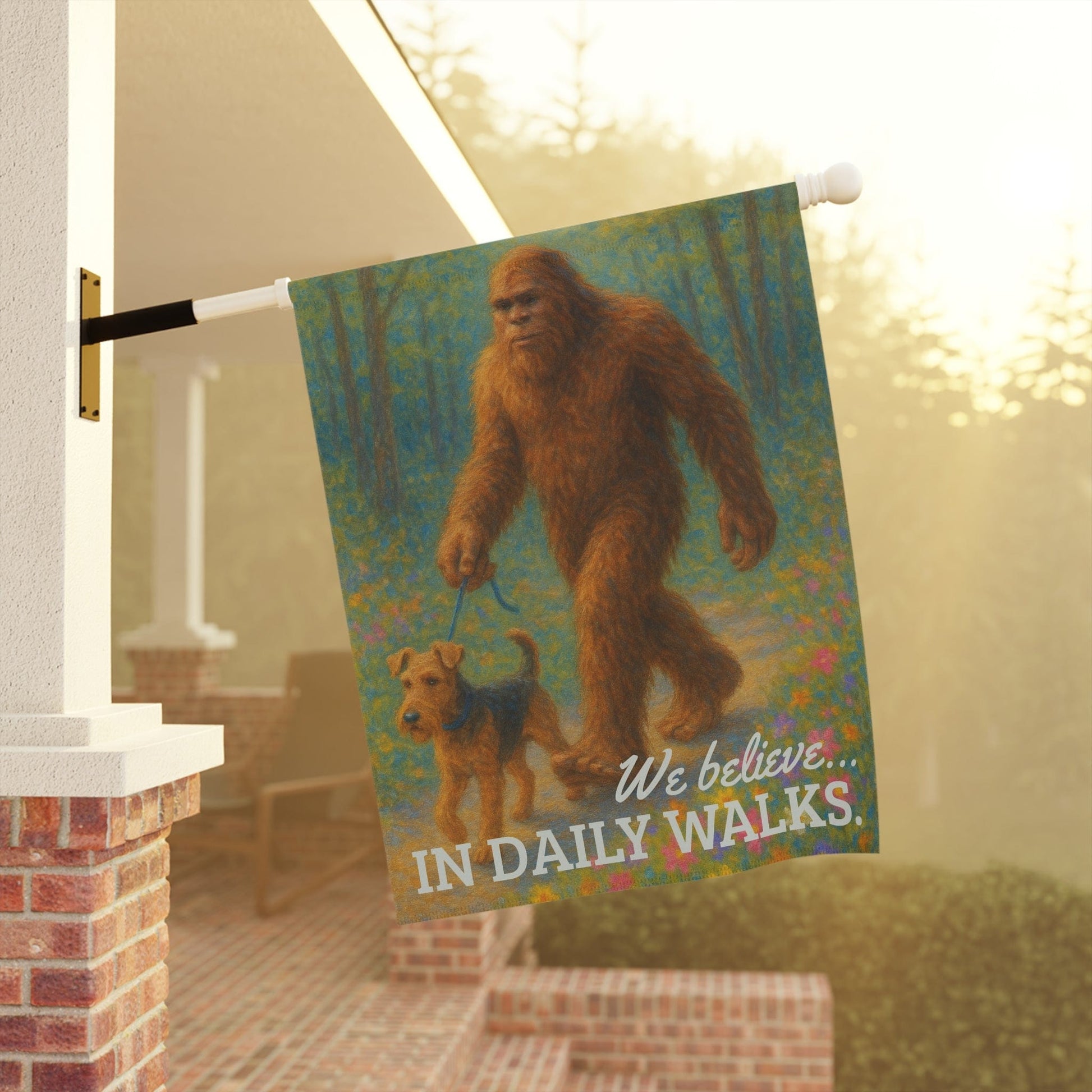 Printify Home Decor Garden Flag, Airedale Terrier Bigfoot Yeti Decor, Cryptozoology Yard Decorations