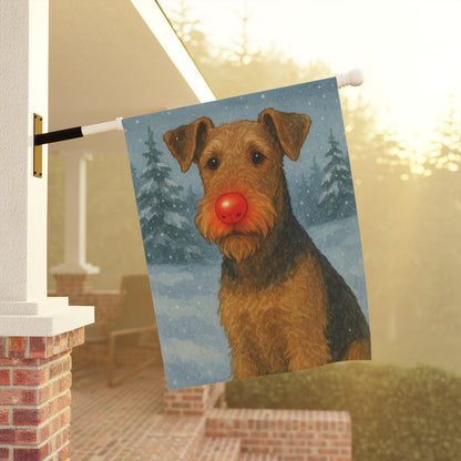Printify Home Decor Garden Flag, Airedale Terrier Christmas Decor, Reindeer Funny Yard Decorations