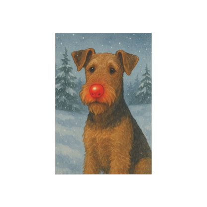 Printify Home Decor Garden Flag, Airedale Terrier Christmas Decor, Reindeer Funny Yard Decorations