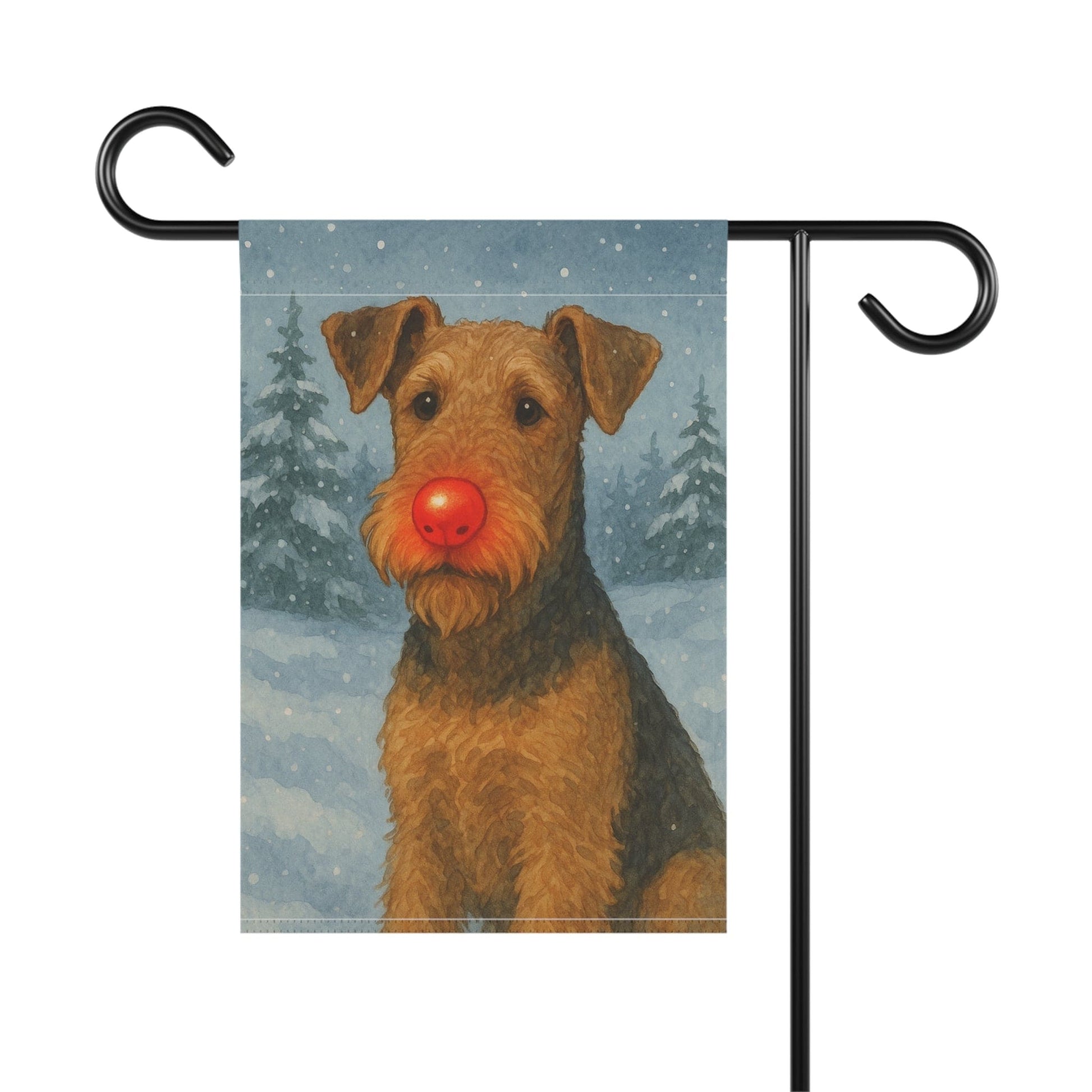 Printify Home Decor Garden Flag, Airedale Terrier Christmas Decor, Reindeer Funny Yard Decorations