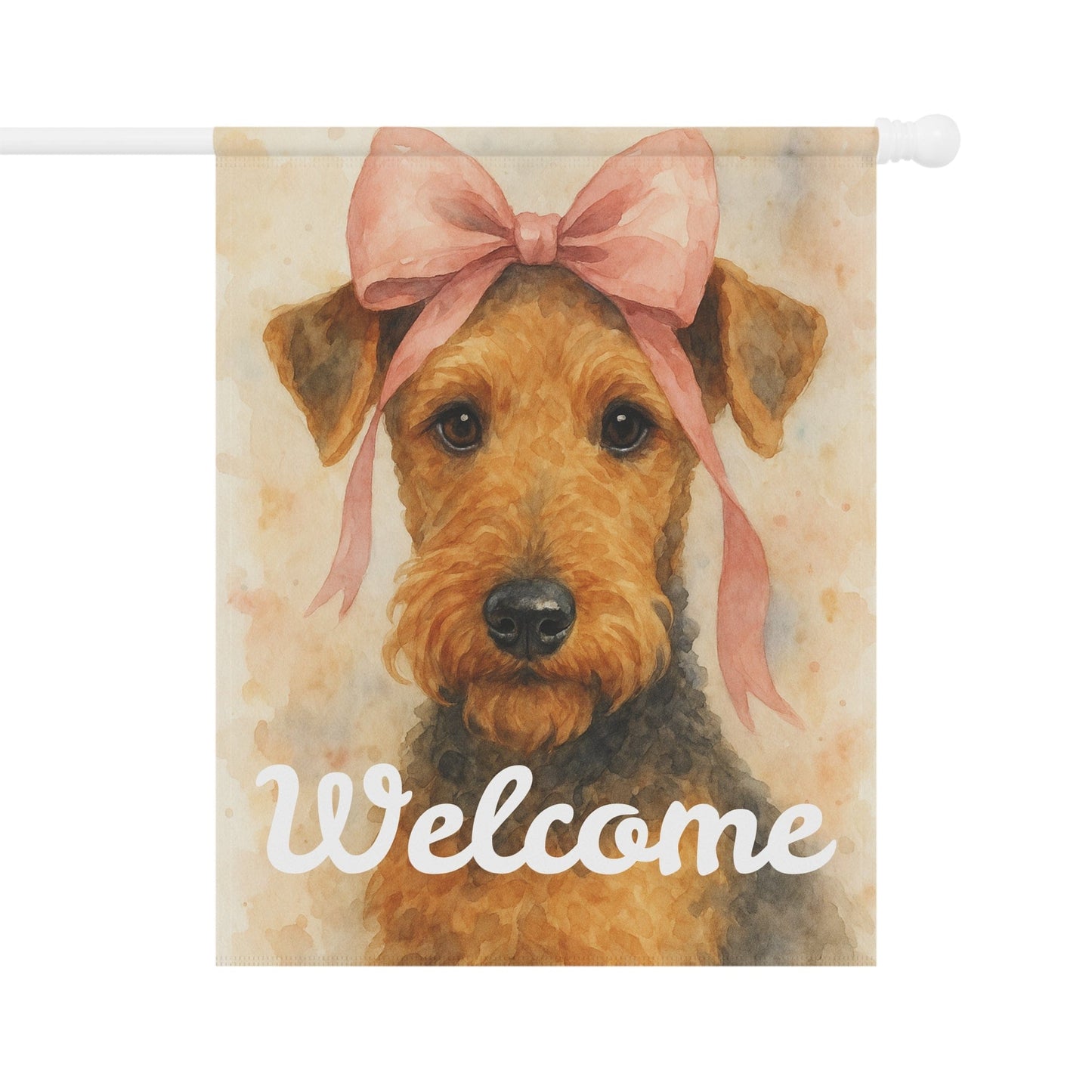 Printify Home Decor 24.5'' × 32'' Garden Flag, Airedale Terrier Coquette Decor, Pastel Yard Decorations