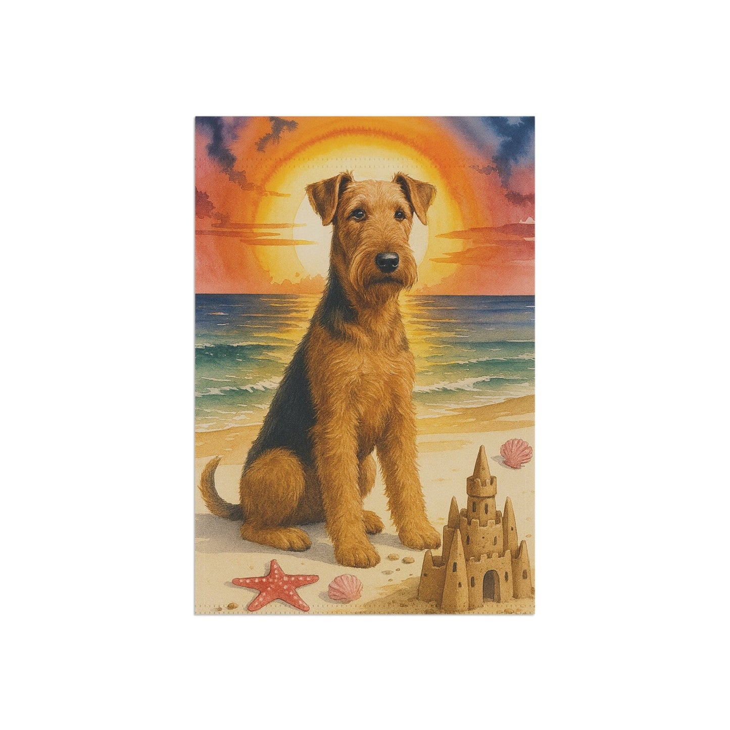 Printify Home Decor Garden Flag, Airedale Terrier Nautical Decor - House Banner for Beach Yard Art, Outdoor Garden Sign, Dog Lover Gift - Summer Garden Flag