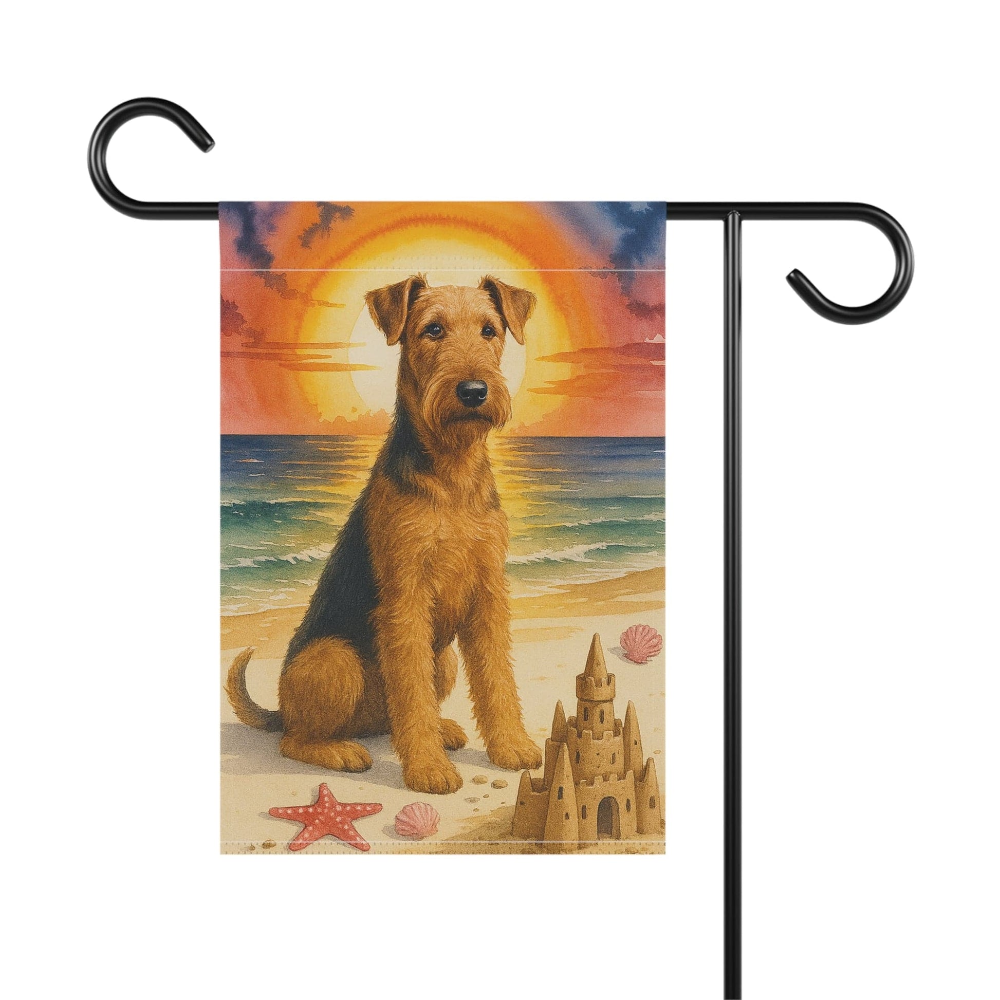 Printify Home Decor Garden Flag, Airedale Terrier Nautical Decor - House Banner for Beach Yard Art, Outdoor Garden Sign, Dog Lover Gift - Summer Garden Flag