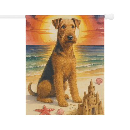 Printify Home Decor 24.5'' × 32'' Garden Flag, Airedale Terrier Nautical Decor - House Banner for Beach Yard Art, Outdoor Garden Sign, Dog Lover Gift - Summer Garden Flag