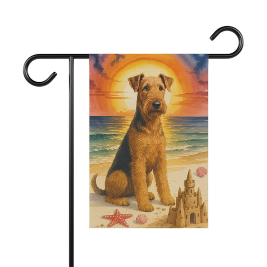 Printify Home Decor 12'' × 18'' Garden Flag, Airedale Terrier Nautical Decor - House Banner for Beach Yard Art, Outdoor Garden Sign, Dog Lover Gift - Summer Garden Flag