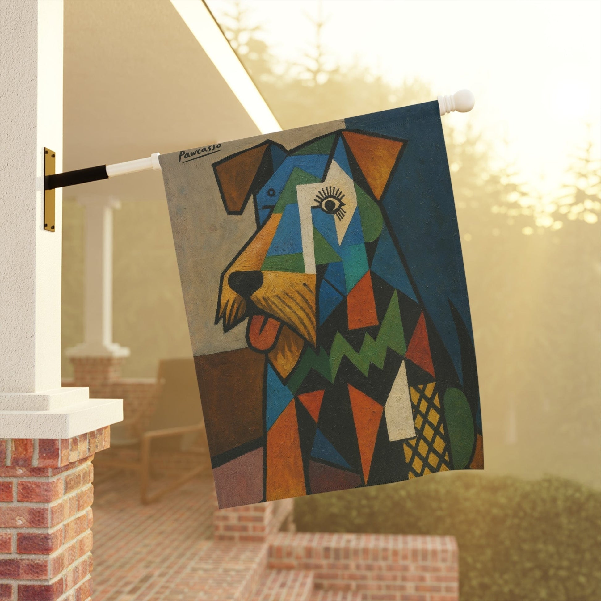 Printify Home Decor Garden Flag, Airedale Terrier Picasso Art Lover Banner, Front Yard Home Decor, Dog Lover Outdoor Sign, Housewarming New Home Gift