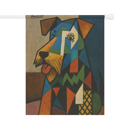 Printify Home Decor 24.5'' × 32'' Garden Flag, Airedale Terrier Picasso Art Lover Banner, Front Yard Home Decor, Dog Lover Outdoor Sign, Housewarming New Home Gift