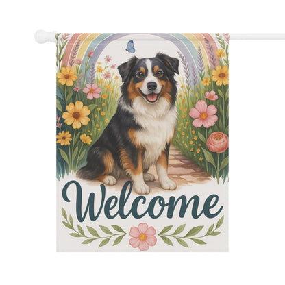 Printify Home Decor Garden Flag, Australian Shepherd Welcome Yard Decor, Outdoor Spring Decoration, Front Yard Dog