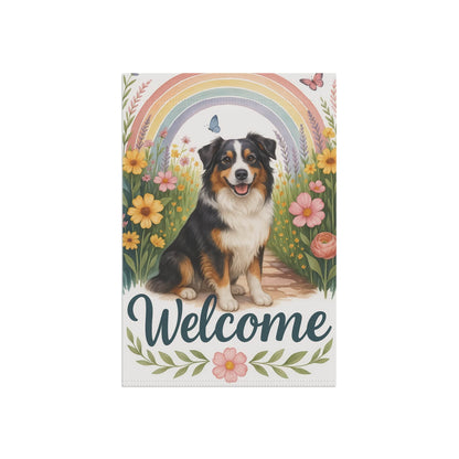 Printify Home Decor Garden Flag, Australian Shepherd Welcome Yard Decor, Outdoor Spring Decoration, Front Yard Dog