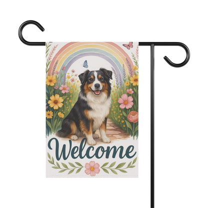 Printify Home Decor Garden Flag, Australian Shepherd Welcome Yard Decor, Outdoor Spring Decoration, Front Yard Dog