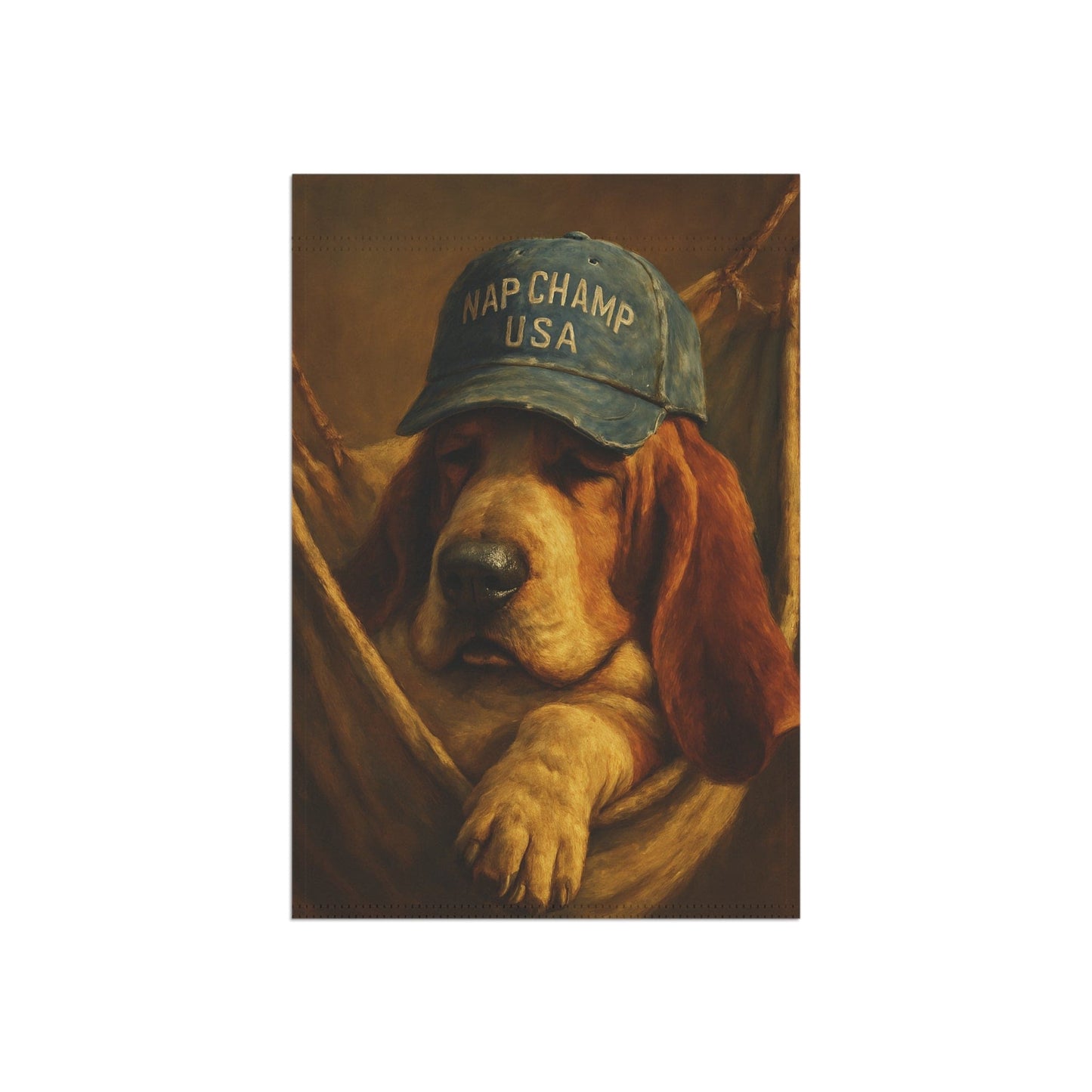 Printify Home Decor Garden Flag, Basset Hound Nap Champ Decor, Funny Yard Decorations