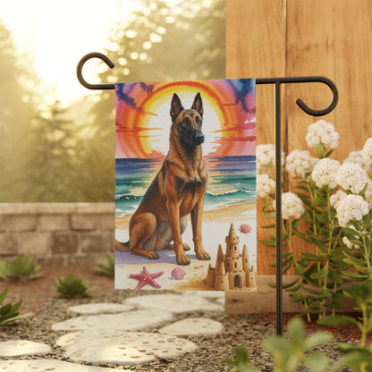 Printify Garden Flag Garden Flag, Belgian Malinois Nautical Decor - House Banner for Beach