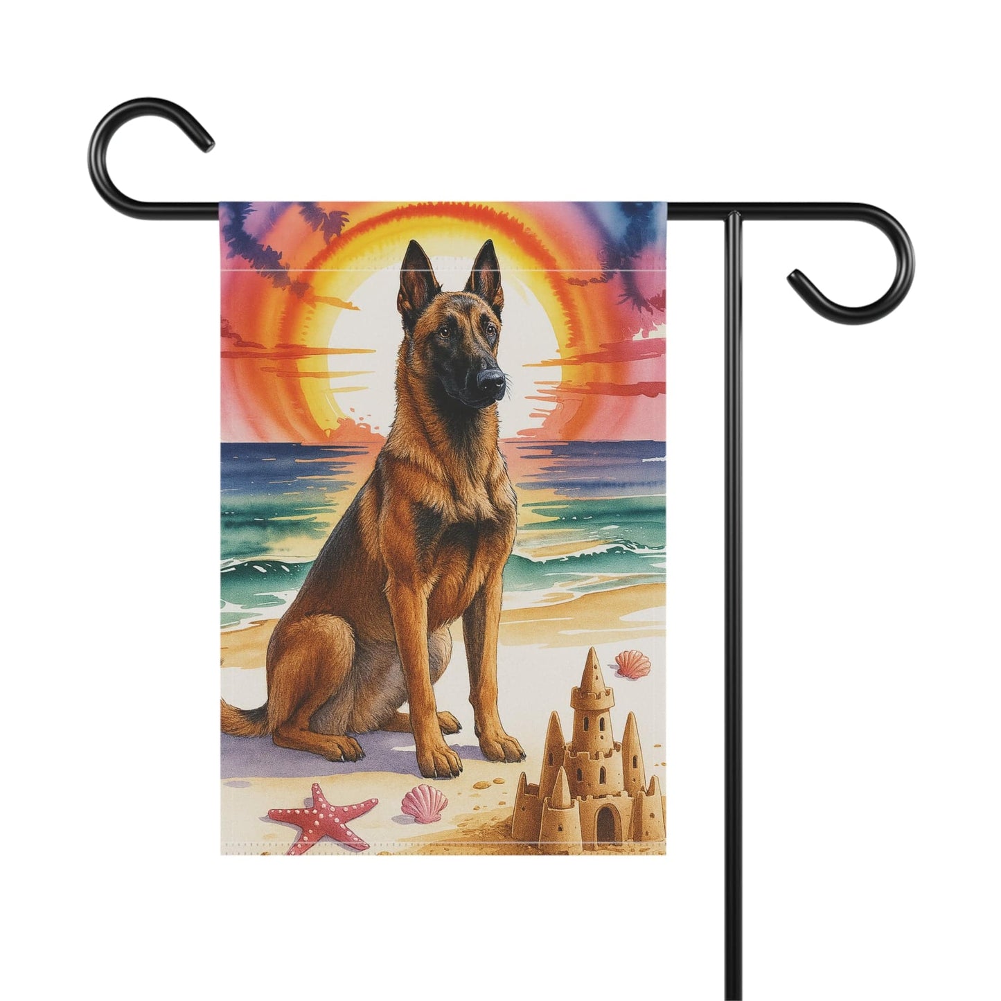 Printify Garden Flag Garden Flag, Belgian Malinois Nautical Decor - House Banner for Beach