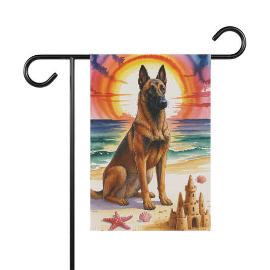 Printify Garden Flag 12'' × 18'' Garden Flag, Belgian Malinois Nautical Decor - House Banner for Beach