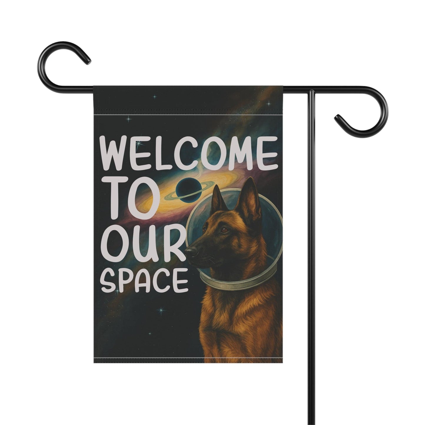 Printify Home Decor Garden Flag, Belgian Malinois Space Lover Banner, Astronaut Decor, Outer Space