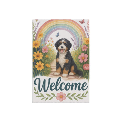 Printify Garden Flag Garden Flag, Bernedoodle Dog Welcome Yard Decor, Outdoor Spring Decoration