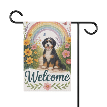 Printify Garden Flag Garden Flag, Bernedoodle Dog Welcome Yard Decor, Outdoor Spring Decoration