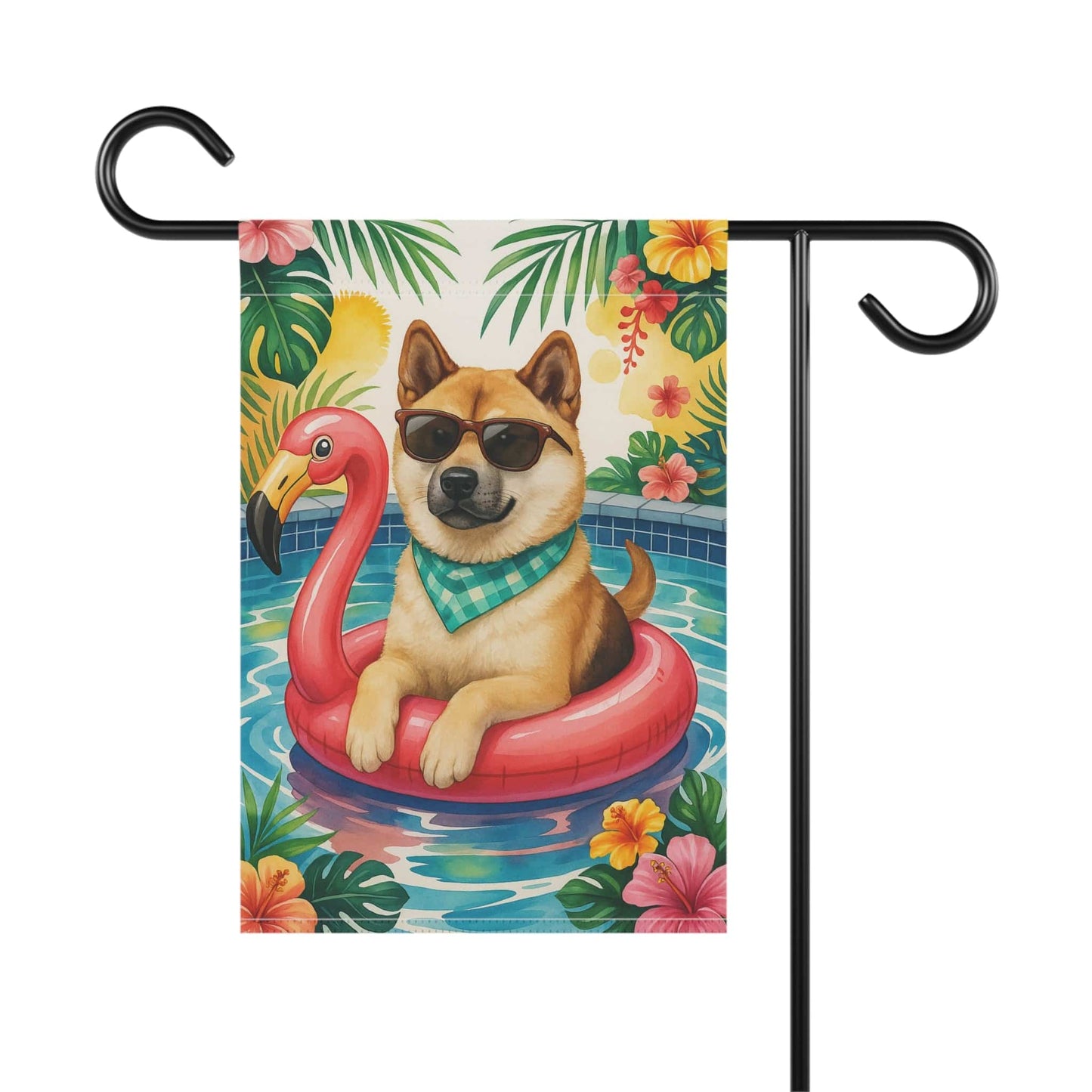 Printify Home Decor Garden Flag, Fawn American Akita Dog Yard Decor, Hello Summer Pool Party, Outdoor Lover Housewarming - New Home Outdoor Banner