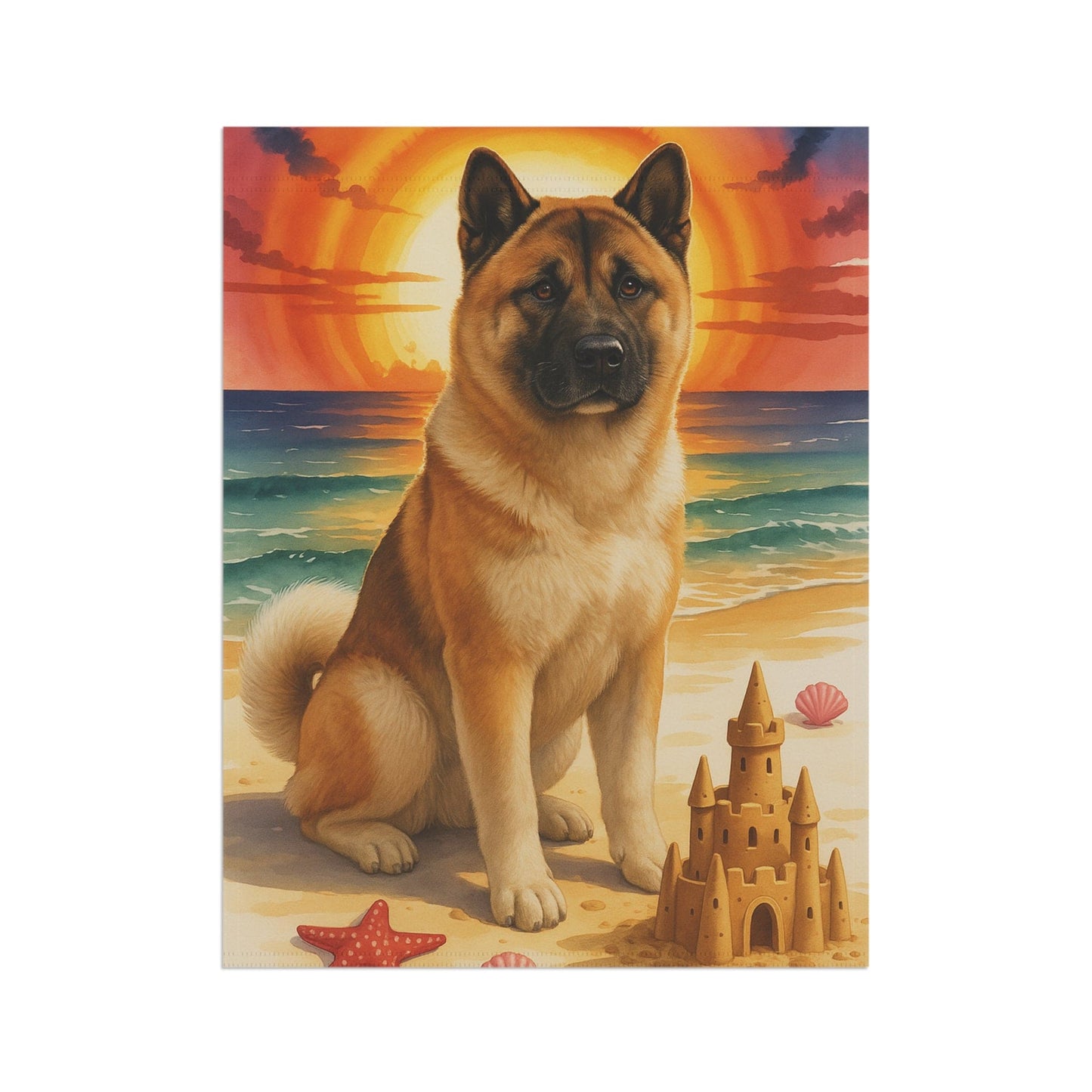 Printify Home Decor Garden Flag, Fawn American Akita Nautical Decor, House Banner for Beach Yard Art, Outdoor Garden Sign