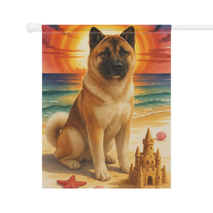 Printify Home Decor Garden Flag, Fawn American Akita Nautical Decor, House Banner for Beach Yard Art, Outdoor Garden Sign