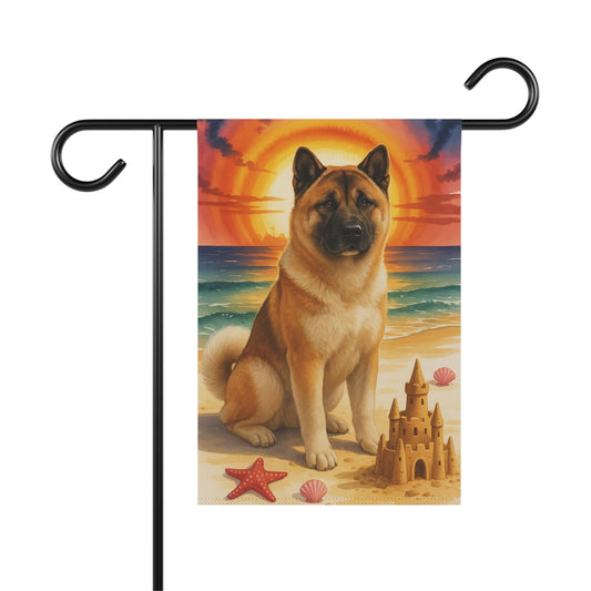 Printify Home Decor 12'' × 18'' Garden Flag, Fawn American Akita Nautical Decor, House Banner for Beach Yard Art, Outdoor Garden Sign