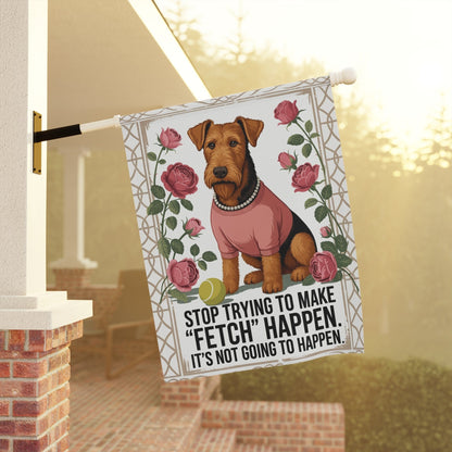 Printify Home Decor Garden Flag, Fetch Decor, Roses, Airedale Terrier, New Home Housewarming Gift, Preppy Banner, Outdoor Yard Art, Cute Dog Lover Present