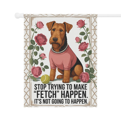Printify Home Decor Garden Flag, Fetch Decor, Roses, Airedale Terrier, New Home Housewarming Gift, Preppy Banner, Outdoor Yard Art, Cute Dog Lover Present