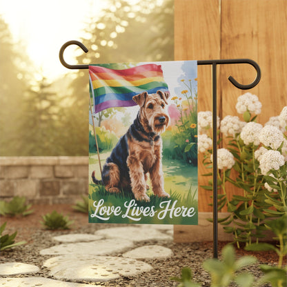 Printify Home Decor Garden Flag, LGBTQ+ Pride Airedale Terrier Banner, Ally Love, Rainbow Decor, House Decoration, Outdoor Yard Art, Housewarming New Home Gift