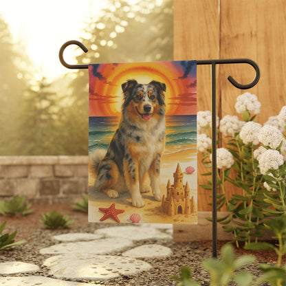 Printify Home Decor Garden Flag, Merle Australian Shepherd Nautical Decor, House Banner Beach Yard Art