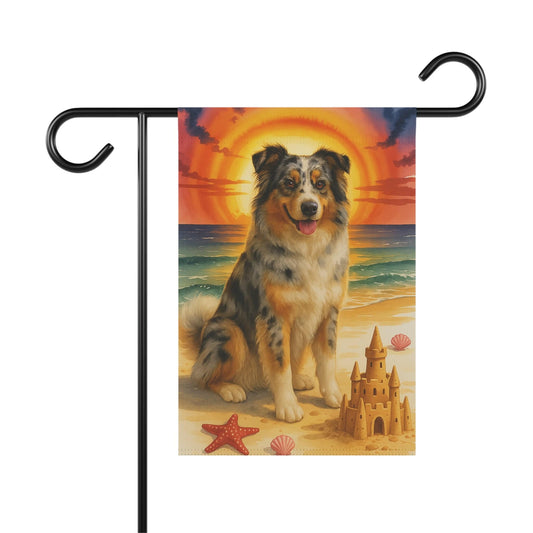 Printify Home Decor 12'' × 18'' Garden Flag, Merle Australian Shepherd Nautical Decor, House Banner Beach Yard Art