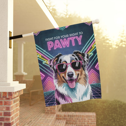 Printify Home Decor Garden Flag, Retro Tricolor Australian Shepherd Banner, 80s Party Decor, Housewarming Gift, Front Yard Spring