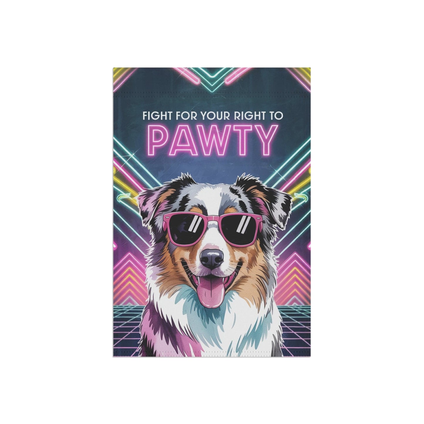 Printify Home Decor Garden Flag, Retro Tricolor Australian Shepherd Banner, 80s Party Decor, Housewarming Gift, Front Yard Spring