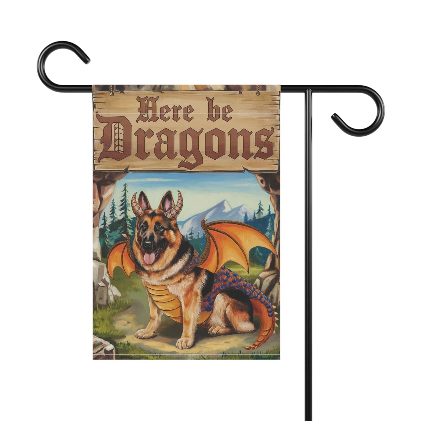 Printify Home Decor German Shepherd Dog Dragon, Garden Flag, Pet Adventure, Yard Spring Decor, Housewarming Halloween
