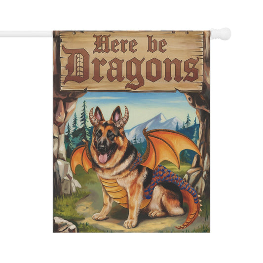 Printify Home Decor 24.5'' × 32'' German Shepherd Dog Dragon, Garden Flag, Pet Adventure, Yard Spring Decor, Housewarming Halloween