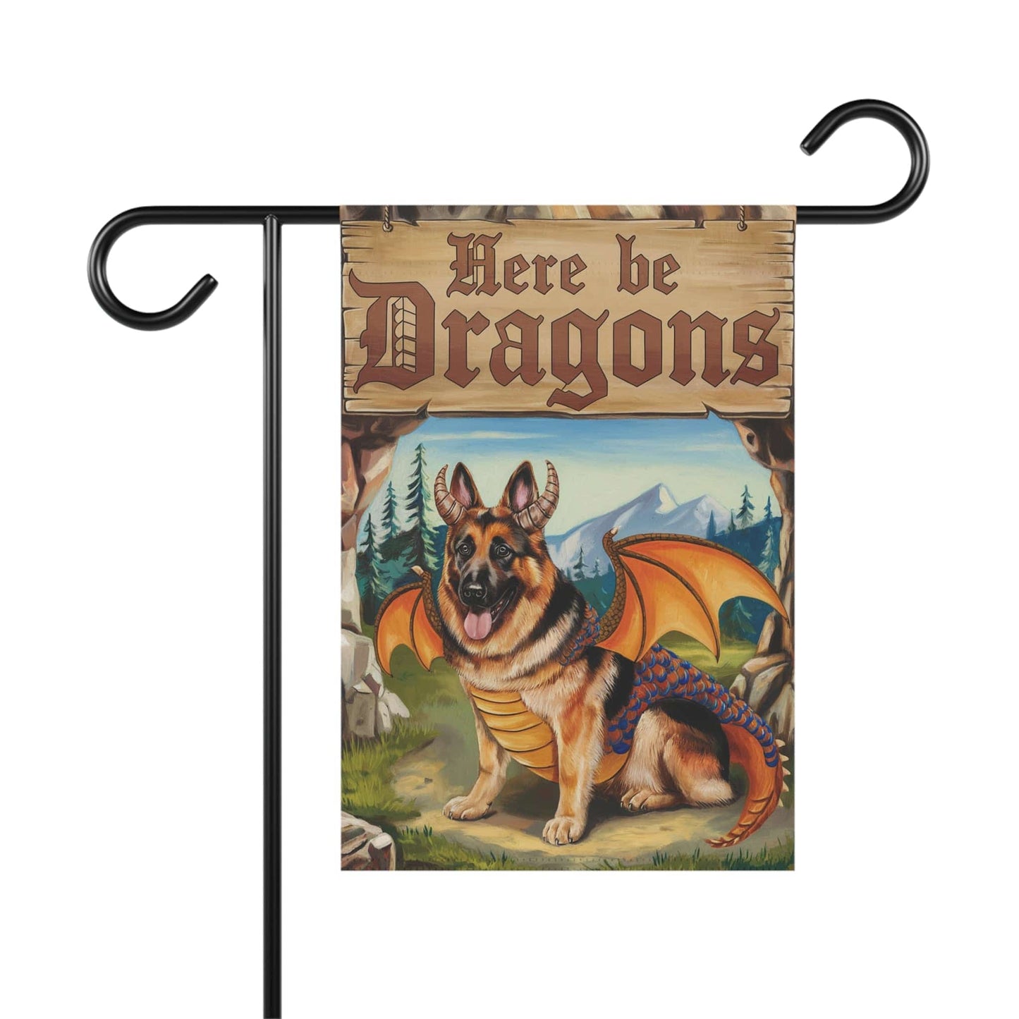 Printify Home Decor 12'' × 18'' German Shepherd Dog Dragon, Garden Flag, Pet Adventure, Yard Spring Decor, Housewarming Halloween