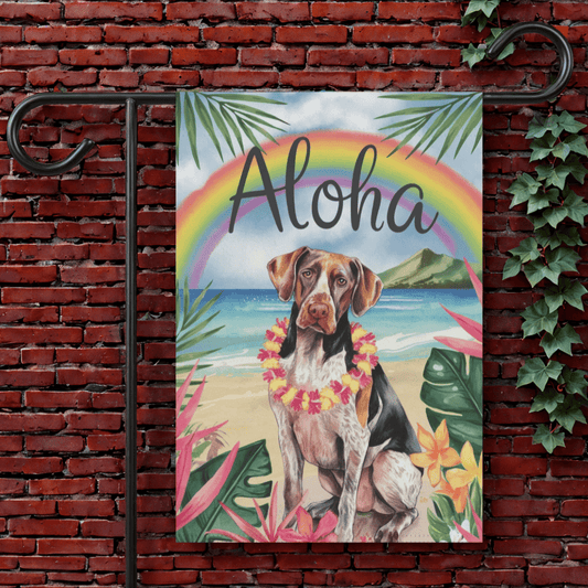 Printify Garden Flag 12'' × 18'' German Shorthaired Pointer Aloha Garden Flag