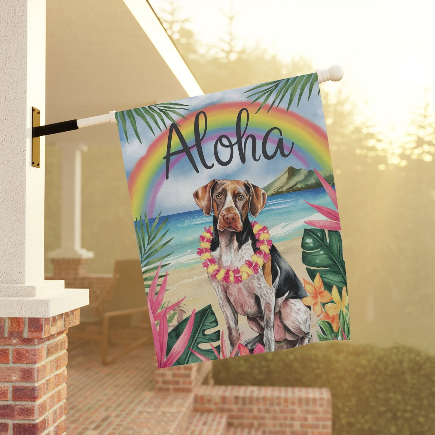 Printify Garden Flag German Shorthaired Pointer Aloha Garden Flag