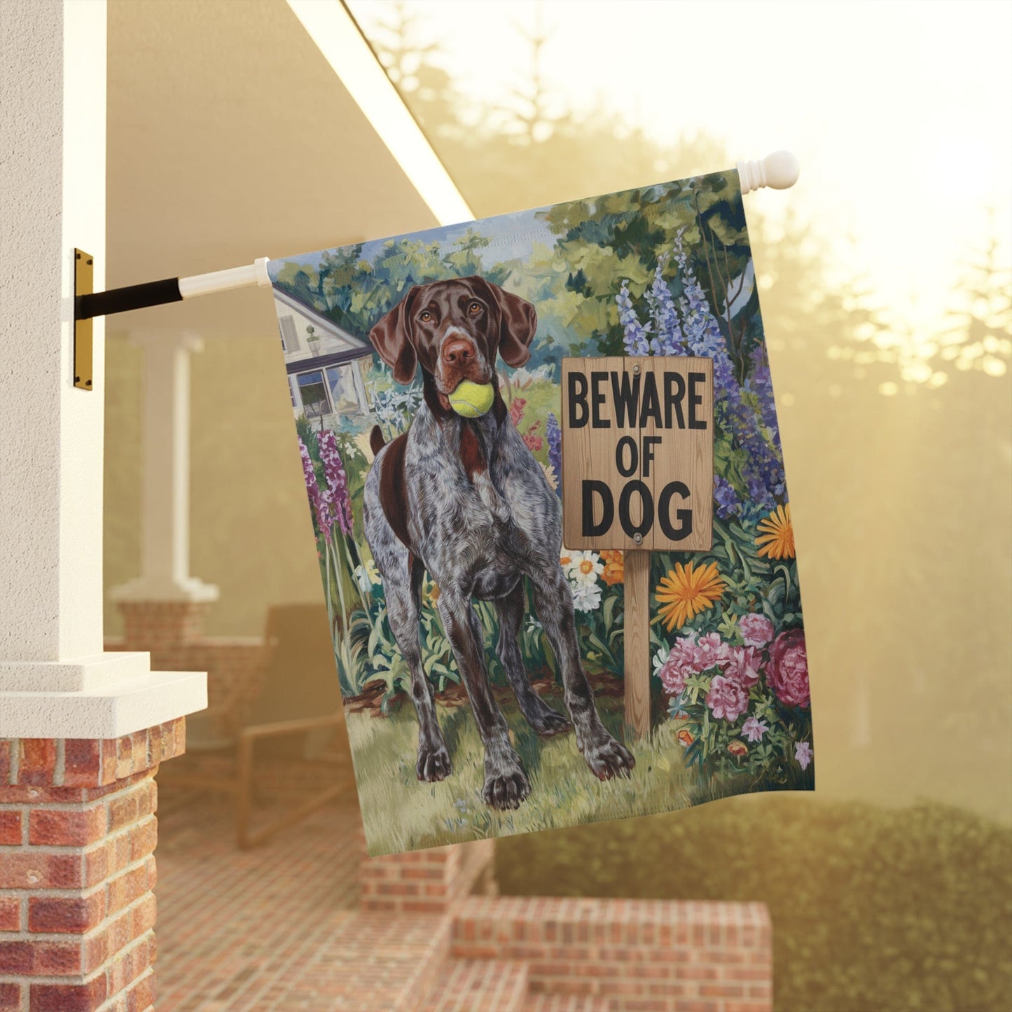 Printify Garden Flag German Shorthaired Pointer Beware Garden Flag