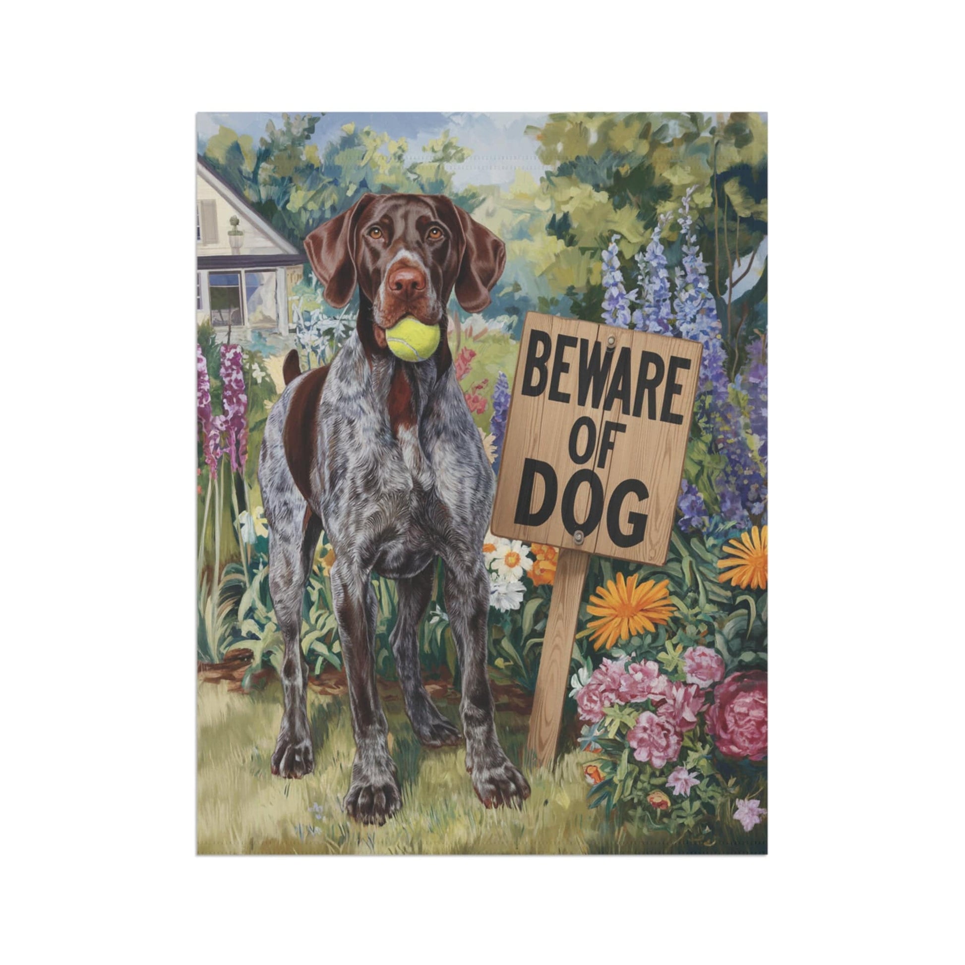 Printify Garden Flag German Shorthaired Pointer Beware Garden Flag