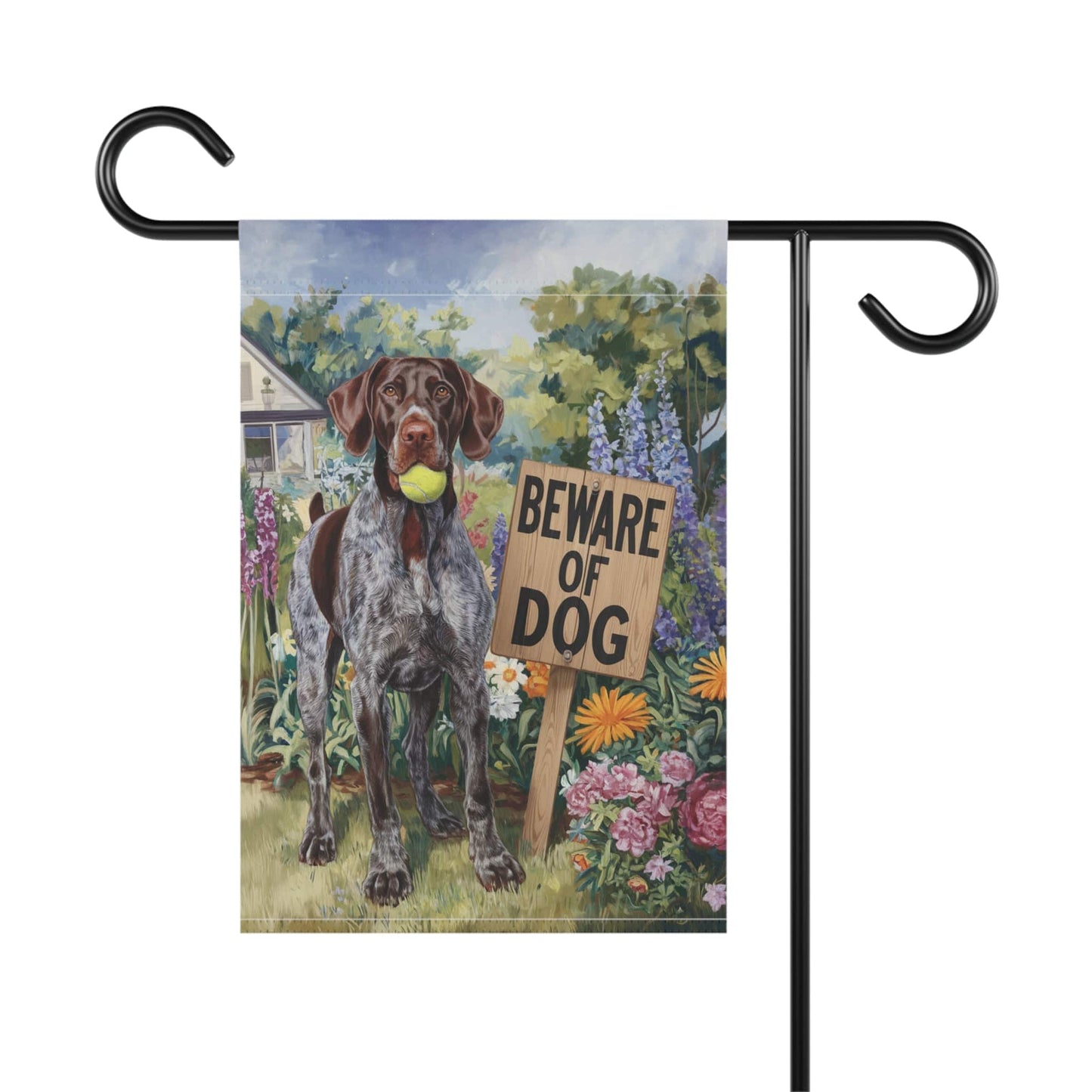 Printify Garden Flag German Shorthaired Pointer Beware Garden Flag
