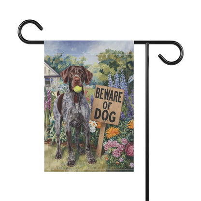 Printify Garden Flag German Shorthaired Pointer Beware Garden Flag