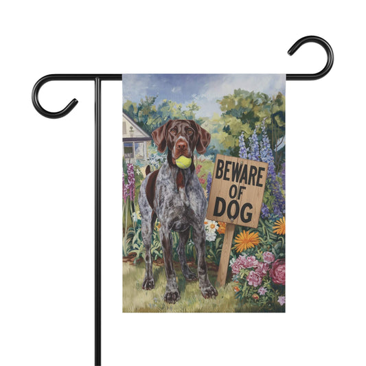 Printify Garden Flag 12'' × 18'' German Shorthaired Pointer Beware Garden Flag