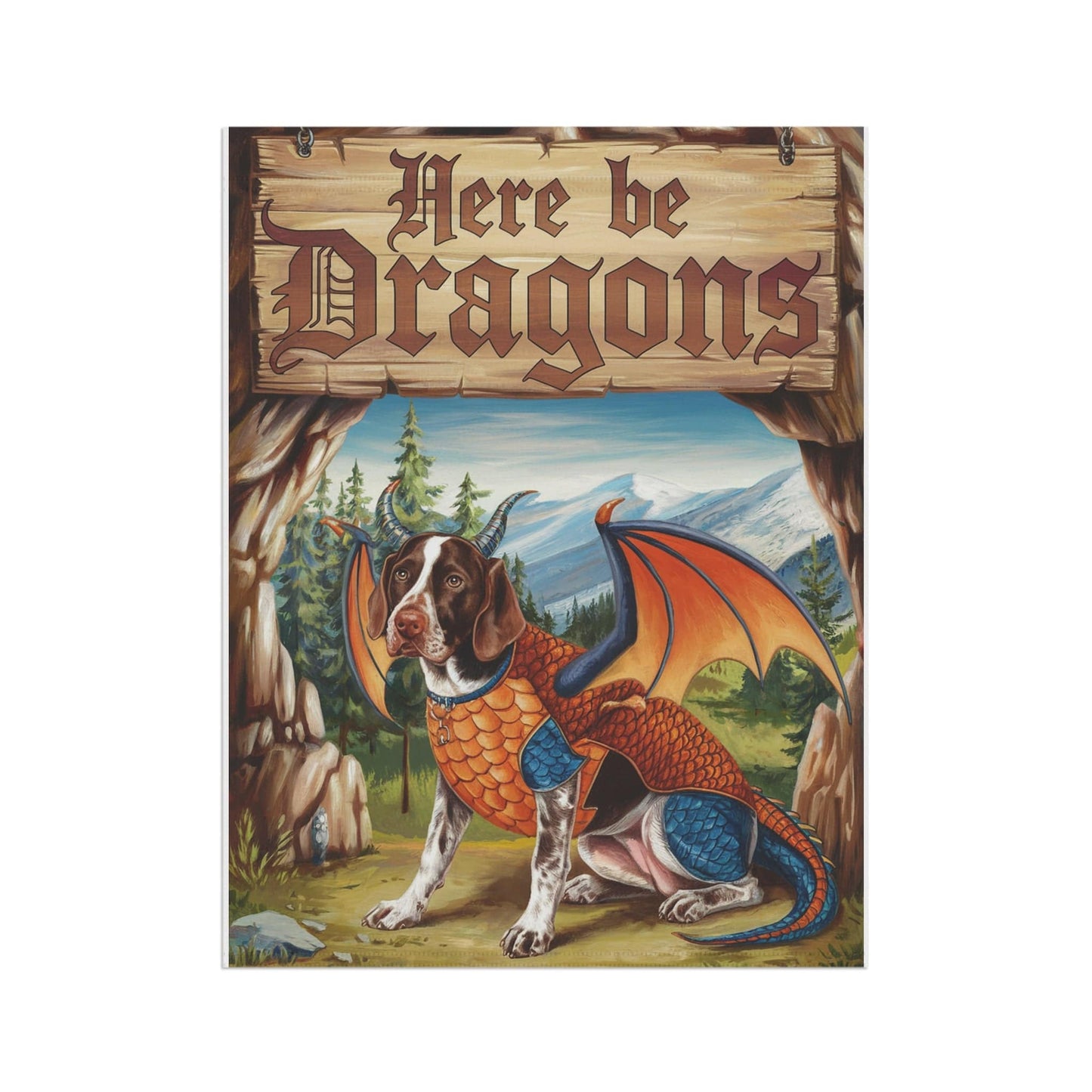 Printify Home Decor German Shorthaired Pointer Dog Dragon Garden Flag, Pet Yard Spring Decor, Housewarming Halloween